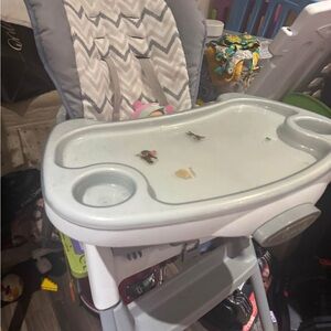 Gray and White High Chair